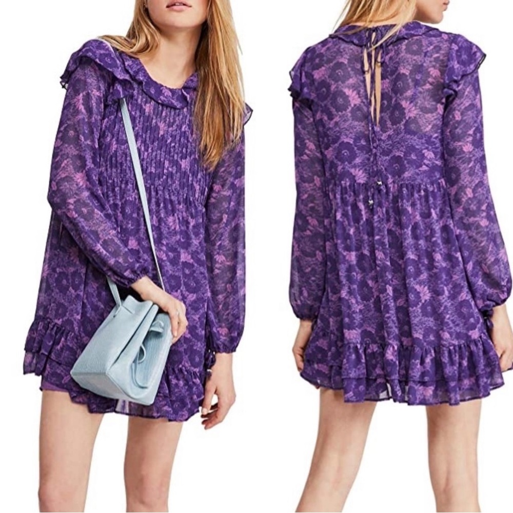 Free People These Dreams Mini Violet Dress Size Large - Picture 5 of 16